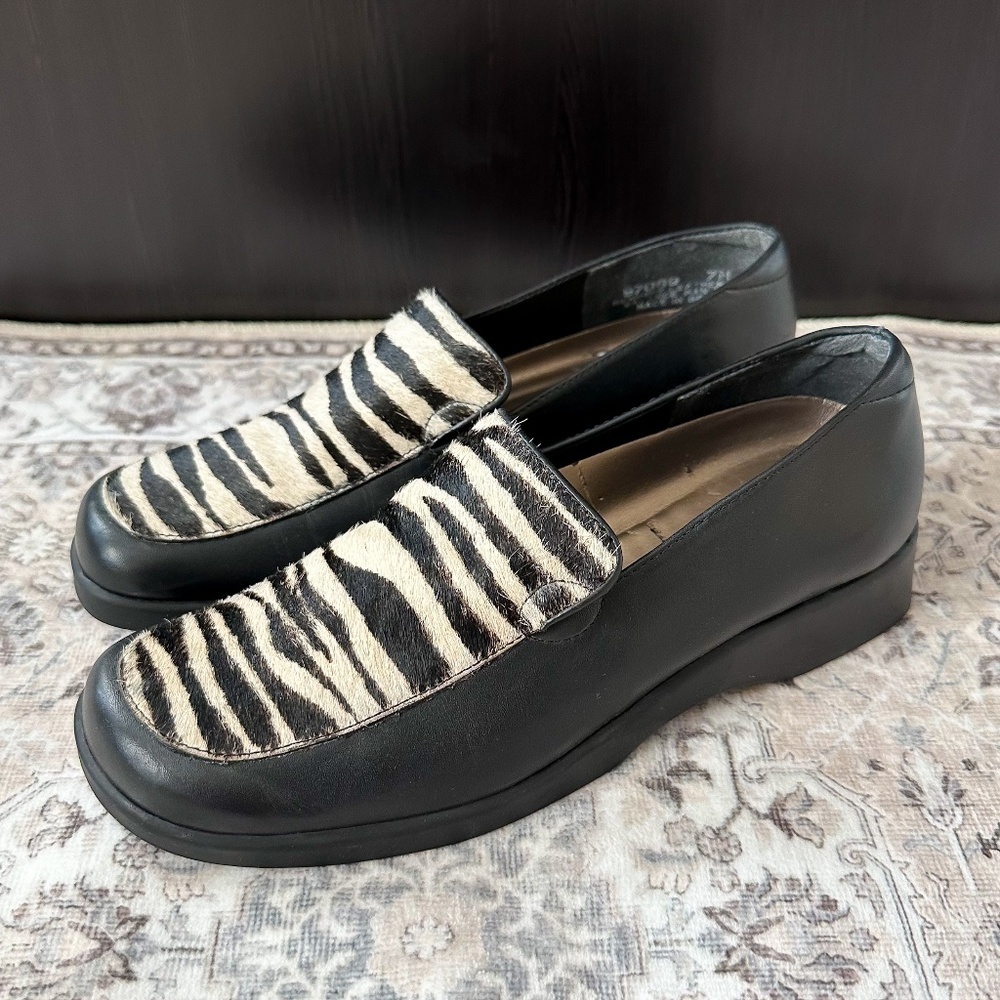 Hush Puppies Genuine Leather Zebra Print Calf Hair Loafers